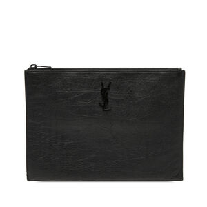 Pre-Loved Saint Laurent Croc Embossed Leather Monogram Document Holder
